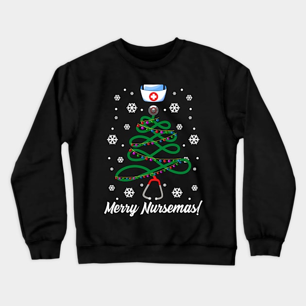 Nurse Christmas Tree Crewneck Sweatshirt by KsuAnn